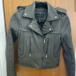 Green leather jacket BCBG